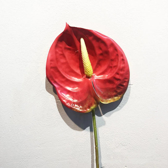 57CM Artificial Anthurium Flower – Realistic Faux Single Stem Flower for Wedding, Home, and Party Decoration