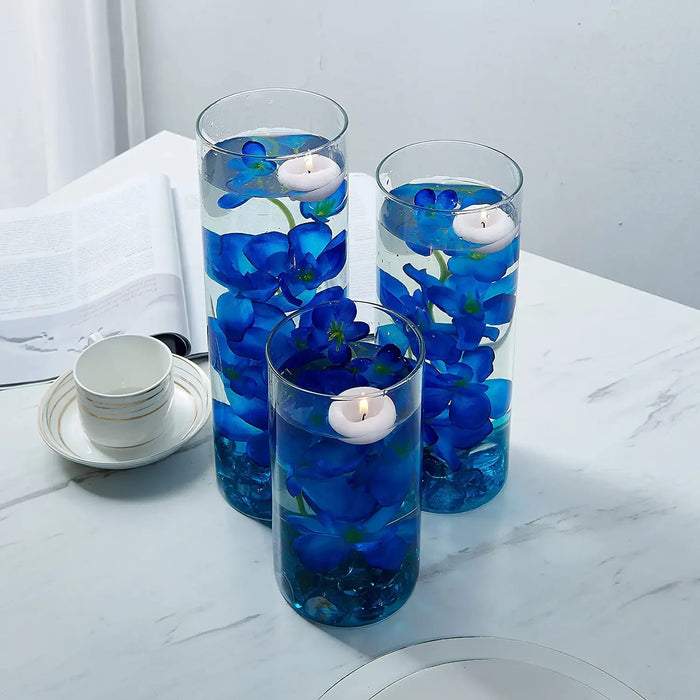 10pcs Artificial Blue Orchid Flowers with Long Stems – Bulk Decorative Faux Butterfly Orchids for Weddings and Home Decor