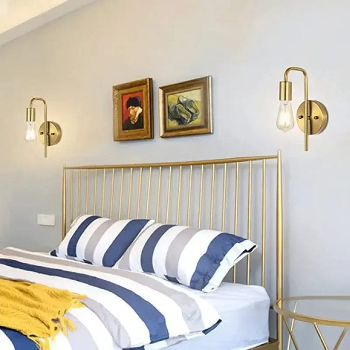 Nordic Simple Bedside Lamp – Creative Vintage Wall Lamp for Bedroom, Living Room, Corridor, and Hotel Spaces (E27, No Bulb Included)