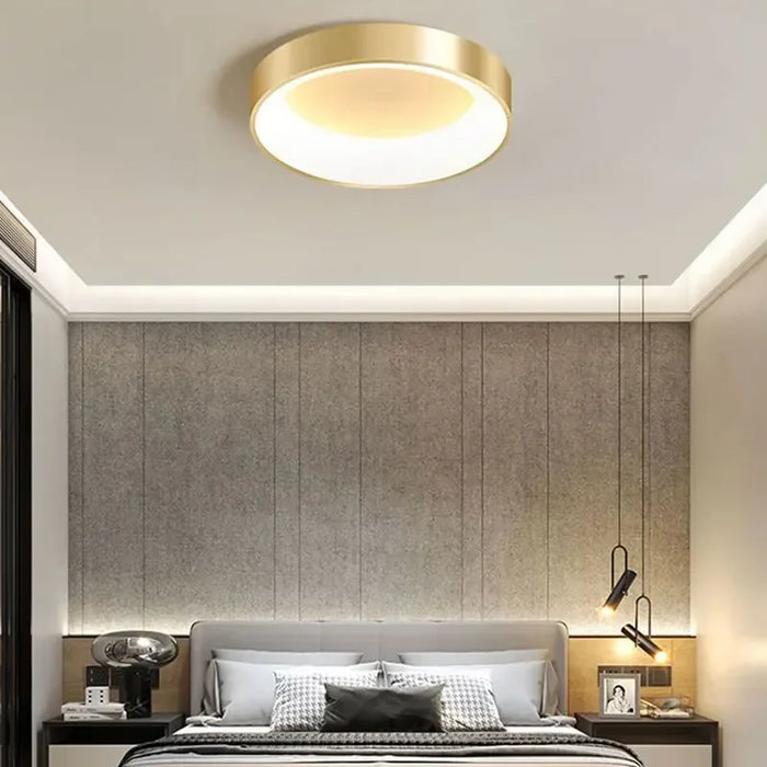 Modern LED Ceiling Light – Dimmable Gold Surface-Mounted Lamp for Master Bedroom, Study, Balcony, and Corridor