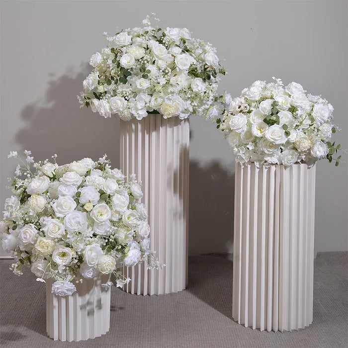 Customized Hydrangea & Rose Artificial Flower Ball – White Silk Flower Ball for Wedding, Table Centerpiece, and Event Decor