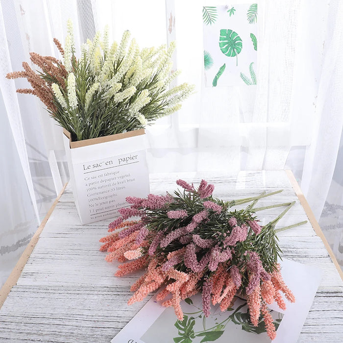 Foam Artificial Lavender Flowers Bouquet – Fake Lavender Plants for Wedding, Home, Office, Indoor & Outdoor Decoration, Table Arrangements