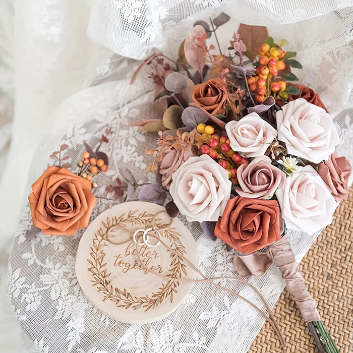 Artificial Rose Flowers with Stem – Realistic Fake Roses for Wedding Bouquets, Centerpieces, Bridal Shower & Home Decoration