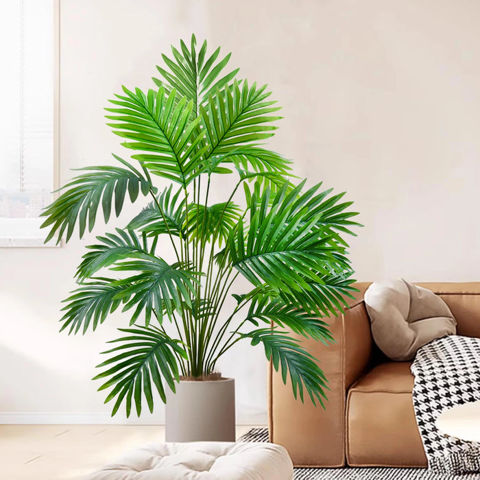 Artificial Palm Tree – 68-125cm Tropical Fake Plant with Green Plastic Palm Leaves for Home, Garden & Outdoor Décor