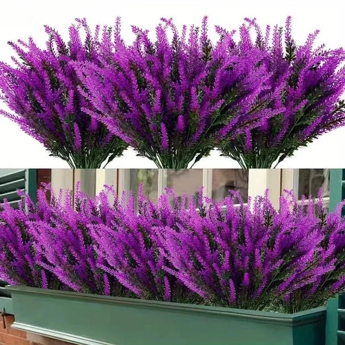 Provence Lavender Artificial Flowers – UV-Resistant Plastic Lavender Plants for Wedding, Home, Garden, and Table Decoration (Set of 2)