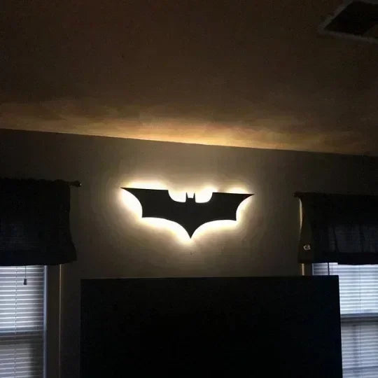 40cm Cool LED Wall Light with Wireless Remote Control – Color-Changing Bat Shape Bedside Light for Modern Bedroom, Kitchen, and Living Room