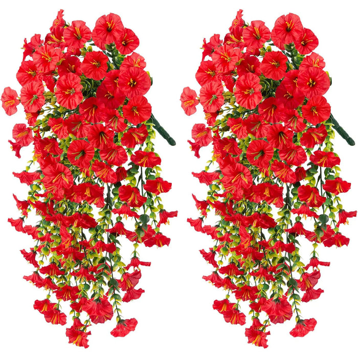 2PC Artificial Morning Glory & Eucalyptus Rattan Hanging Wall Decoration – 75cm Non-Fading Fake Plants for Garden, Party, Wedding, and Home Décor