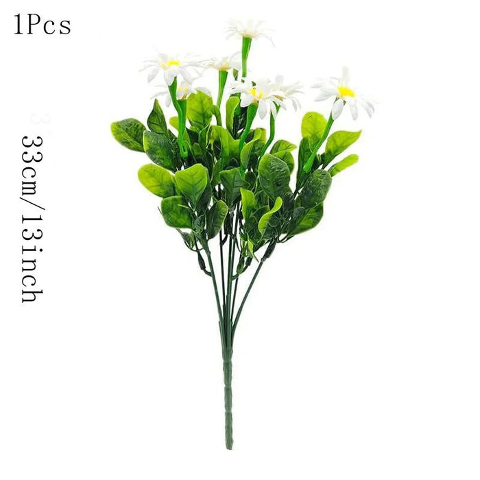 33cm Artificial Daisies - UV Resistant Colorfast Plastic Flowers for Wedding, Home, and Outdoor Decor | DIY Artificial Flowers