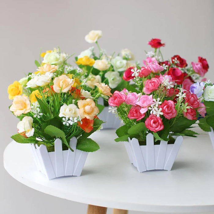 Artificial Rose Flower Potted Plant – Realistic Simulation Plastic Flowers for Home, Living Room, and Party Decoration