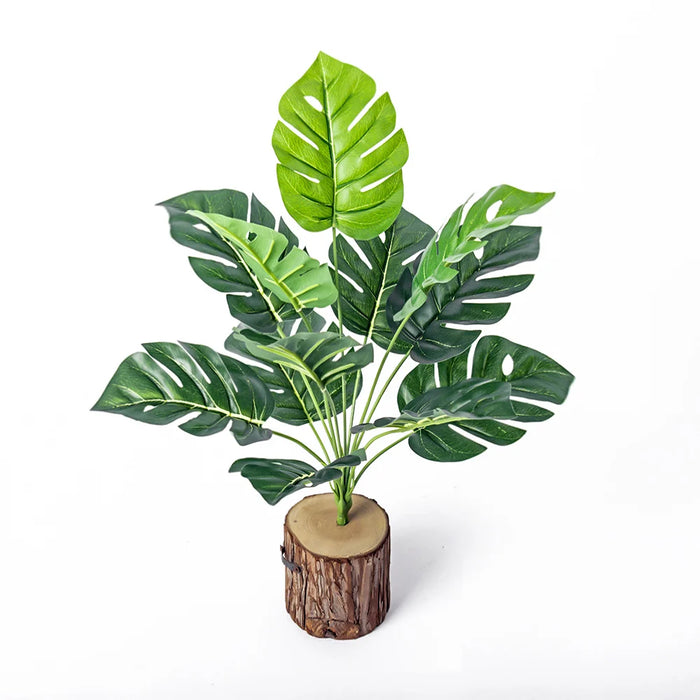 Artificial Monstera Tree – 43cm Tropical Faux Palm Plant with Green Plastic Evergreen Leaves for Home, Garden & Party Décor