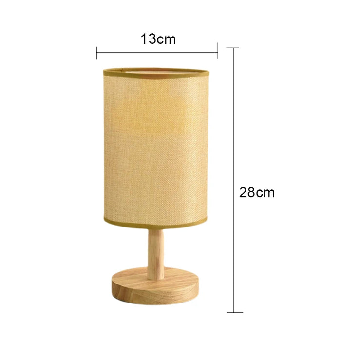 LED Table Lamp – Simple Chinese Style, Dimmable USB Plug Night Light with Fabric Lampshade for Bedroom and Bedside Lighting