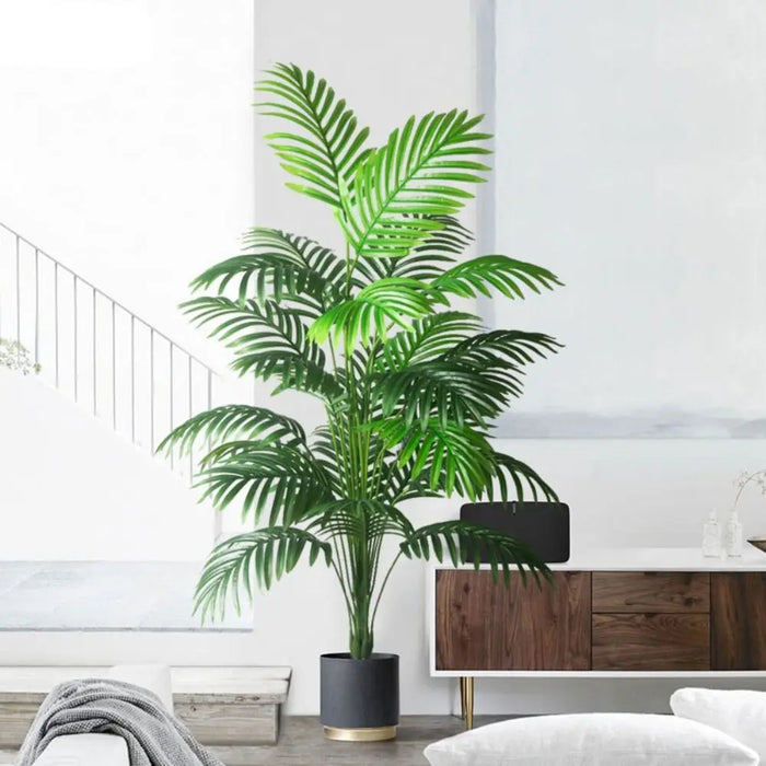 Large Artificial Palm Tree – Tropical Monstera Branch with Green Plastic Leaves for Home, Garden & Outdoor Decor