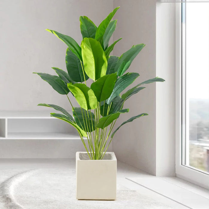 1pc Artificial Tropical Palm Tree – Large Fake Banana & Monstera Leaves, Real Touch Plastic Plant for Home, Garden, and Party Decor