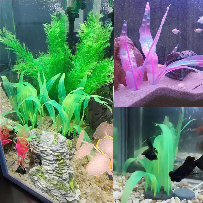 Aquarium Plants for Fish Tank Decoration – Realistic Water Plants for Aquatic Decor, Silicone & Plastic Material, 18-25cm Size