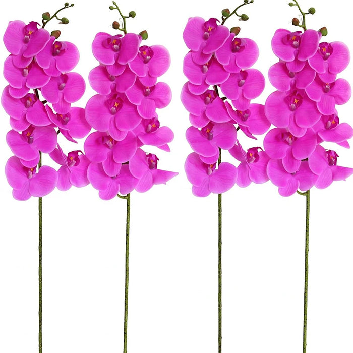 9-Head Butterfly Orchid Artificial Flowers - 38” Latex Phalaenopsis Bouquet for Wedding, Party, and Home Decoration