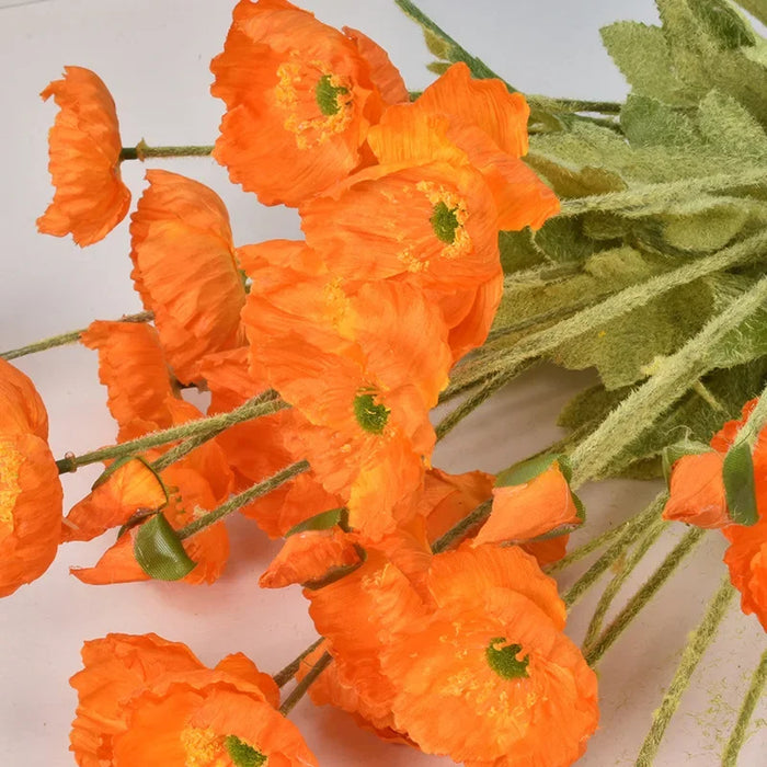 4-Head Artificial Poppy Flowers – Silk Wedding and Home Decor Floral Arrangement