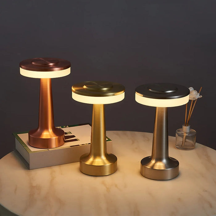 Retro LED Table Lamp – USB Rechargeable, Infinitely Dimmable Night Light with 3 Color Modes – Portable Ambient Lighting for Bedroom, Bar, and Camping