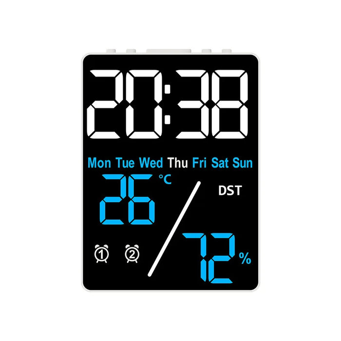 Digital Alarm Clock with Temperature and Humidity Display – 2 Alarms, Snooze, Adjustable Brightness, and LED Screen