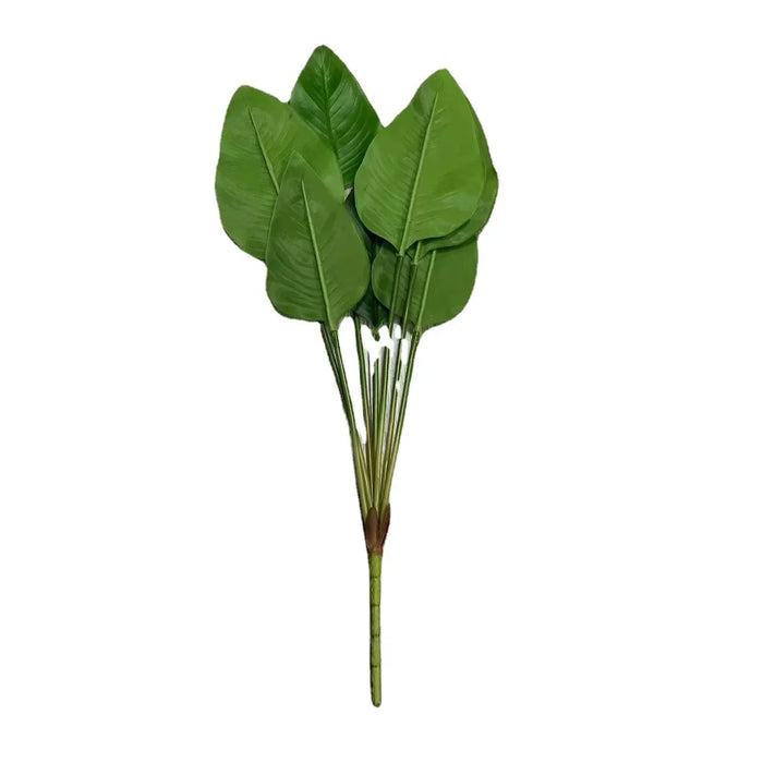 7-Pack Artificial Green Hand Plantain & Canna Leaves – High Simulation Silk Leaves for Landscaping, Flower Boxes, and Outdoor Decor