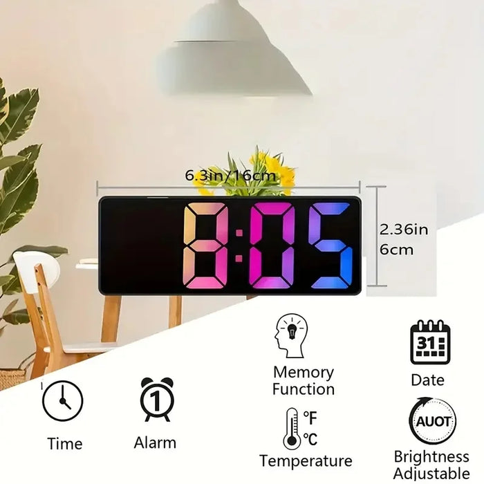 LED Digital Alarm Clock – Voice Control, Adjustable Brightness, Time, Date, and Temperature Display, 12/24 Hour Format