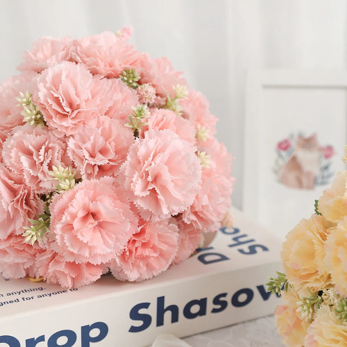 28cm Artificial Carnation Bouquet – 1/3 Pieces Silk Flower for Home, Wedding, Room, Garden Decoration, DIY Bride Holding Flowers
