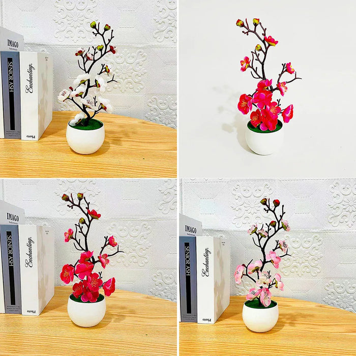 Bonsai Silk Plum Blossom Artificial Plant – Fake Sakura Tree Branches for Home, Office, and Wedding Decoration