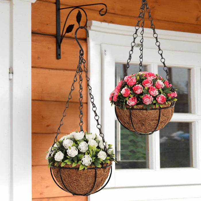 Artificial Flower Basket – Eucalyptus, Rose & Lavender Hanging Plant for Garden, Party, and Outdoor Décor