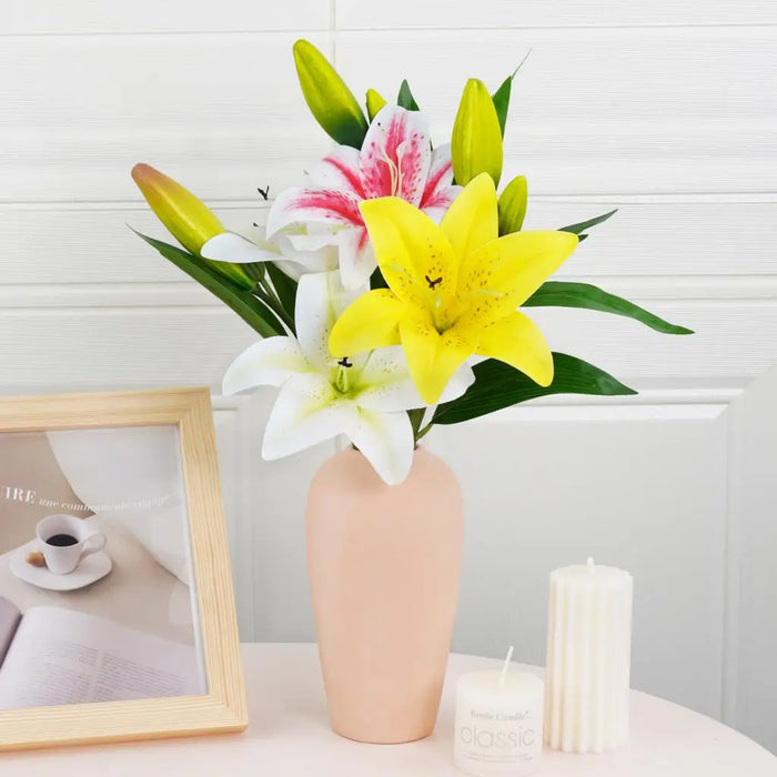 41cm Artificial Silk Lily Bouquet – DIY Creative Floral Arrangement for Home, Wedding, Party & Living Room Decor – Perfect Gift for Friends