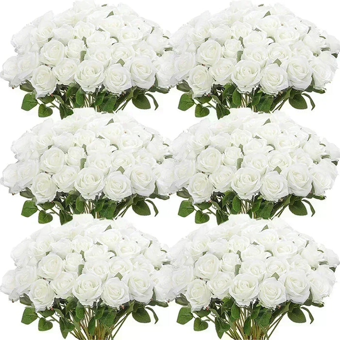 50 Pcs Artificial Silk Roses – Realistic Fake Rose Flowers for Wedding Centerpieces, Home Decor, Party Decorations, and DIY Bouquets
