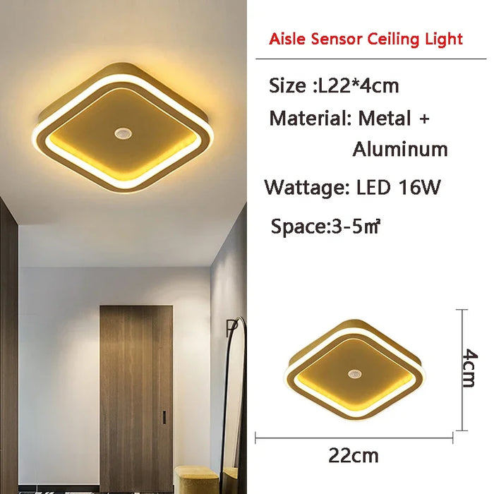 Nordic PIR Motion Sensor LED Ceiling Light – Modern Induction Ceiling Lamp for Bedroom, Living Room, and Indoor Spaces