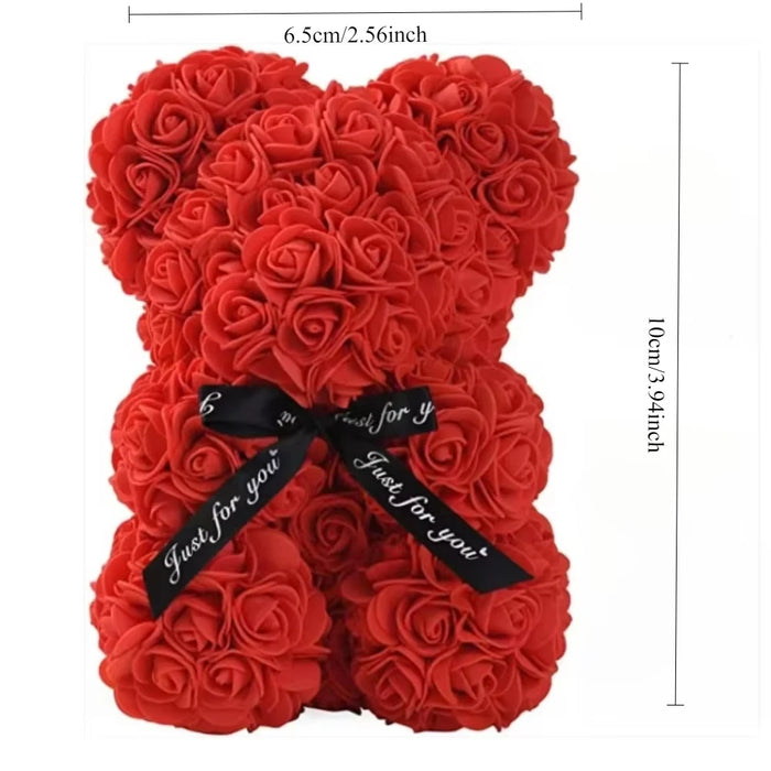 Artificial Eternal Rose Teddy Bear - Romantic Gift for Mother's Day, Valentine's Day, Birthday & Anniversary - Perfect Home Decoration