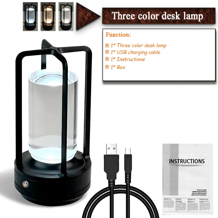 RGB LED Desk Lamp – USB Charging, Touch Control, and Multiple Color Options for Bedroom, Outdoor, and Camping Use