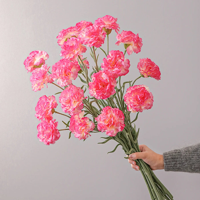Artificial Carnation Flower Bunch – Yellow, Orange, Pink Faux Carnation Bouquet for Home Decor, Weddings, and Special Occasions
