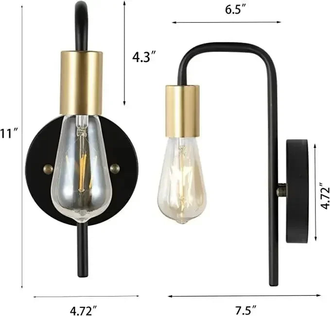 Nordic Simple Bedside Lamp – Creative Vintage Wall Lamp for Bedroom, Living Room, Corridor, and Hotel Spaces (E27, No Bulb Included)