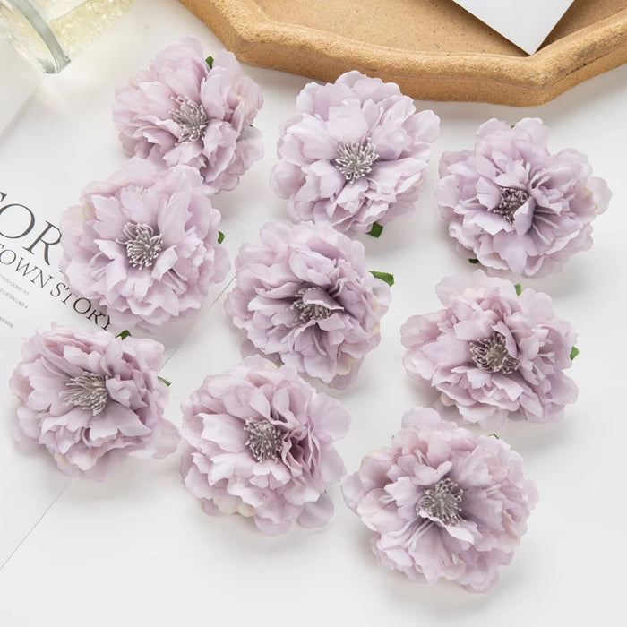 10Pcs Artificial Silk Peony Flowers – DIY Craft Fake Stamen Heads for Wedding, Home, Valentine’s Day, and Outdoor Décor