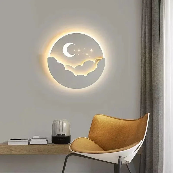 Modern LED Moon Star Wall Lamp – Dimmable Sconce Light for Living Room, Bedroom, Dining Room, and Study – Indoor Home Decor Lighting Fixture