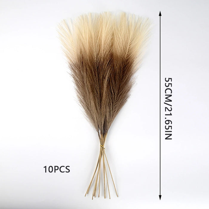 10pcs Artificial Pampas Grass Flowers – Fake Reed Plants for DIY Floral Arrangements, Wedding, Home, and Christmas Decoration