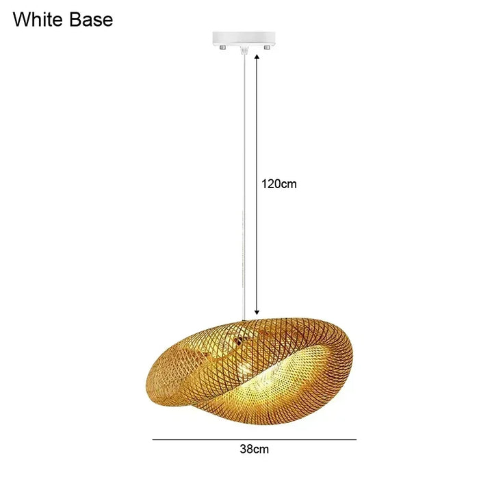 Handcrafted Bamboo Pendant Light – 40cm Rattan Woven LED Ceiling Lamp for Bedroom, Living Room, and Hotel Hall – Eco-Friendly Home Decor