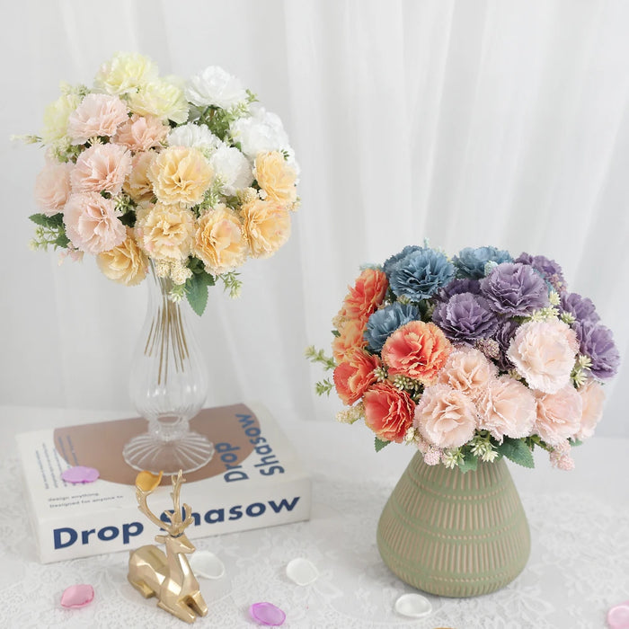 28cm Artificial Carnation Bouquet – 1/3 Pieces Silk Flower for Home, Wedding, Room, Garden Decoration, DIY Bride Holding Flowers