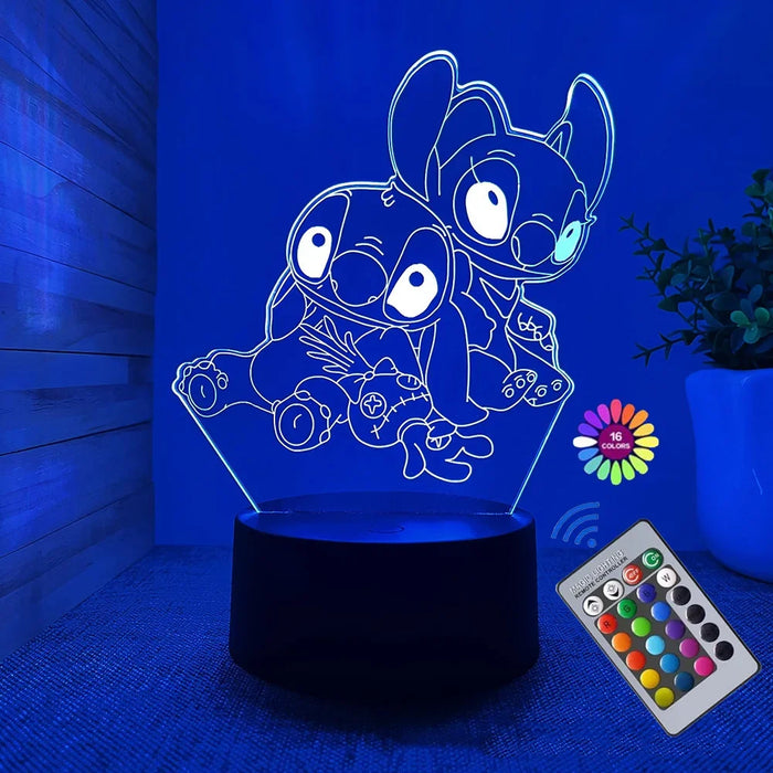 3D Illusion Stitch Night Light – Remote Control and Smart Touch LED Lamp for Bedroom, Kids’ Room, and Gifts – Perfect for Birthdays, Valentine’s Day, and Christmas