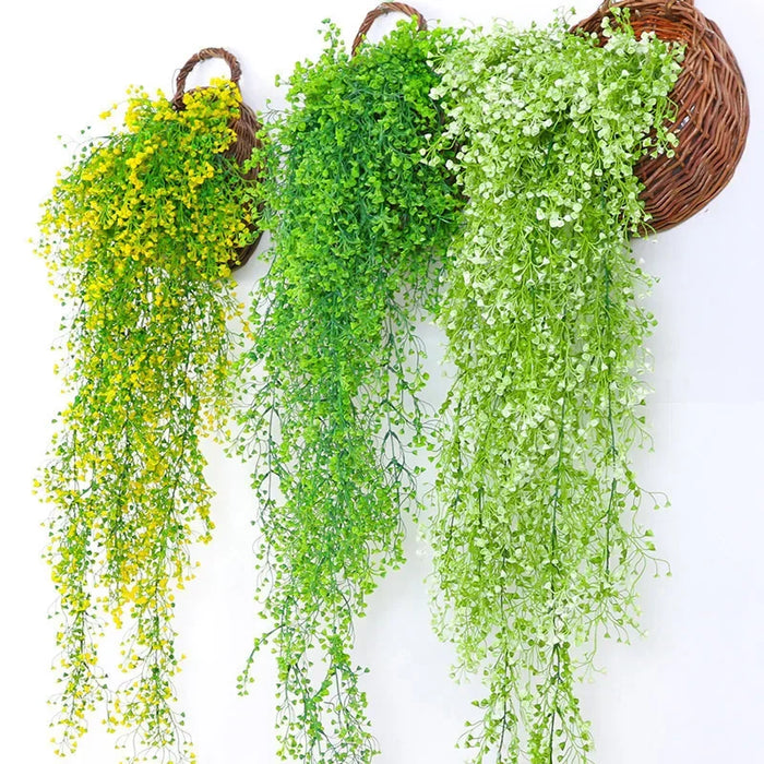80cm Artificial Rattan Golden Bell Willow Flower - Plastic Wedding and Home Bar Wall Hanging Decoration