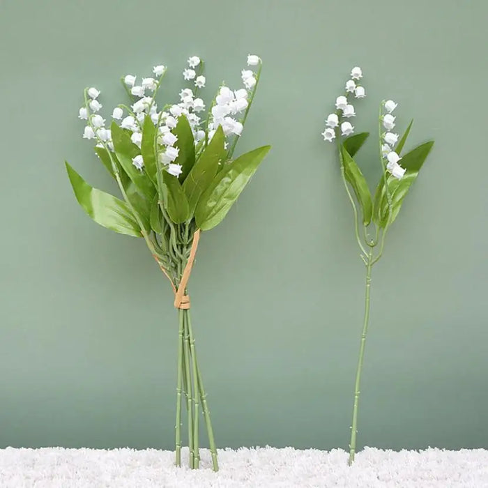 6 Fork White Artificial Flowers Fake Plastic Handmade Letter Bellflower Home Decoration Green Plant Wedding Household Products