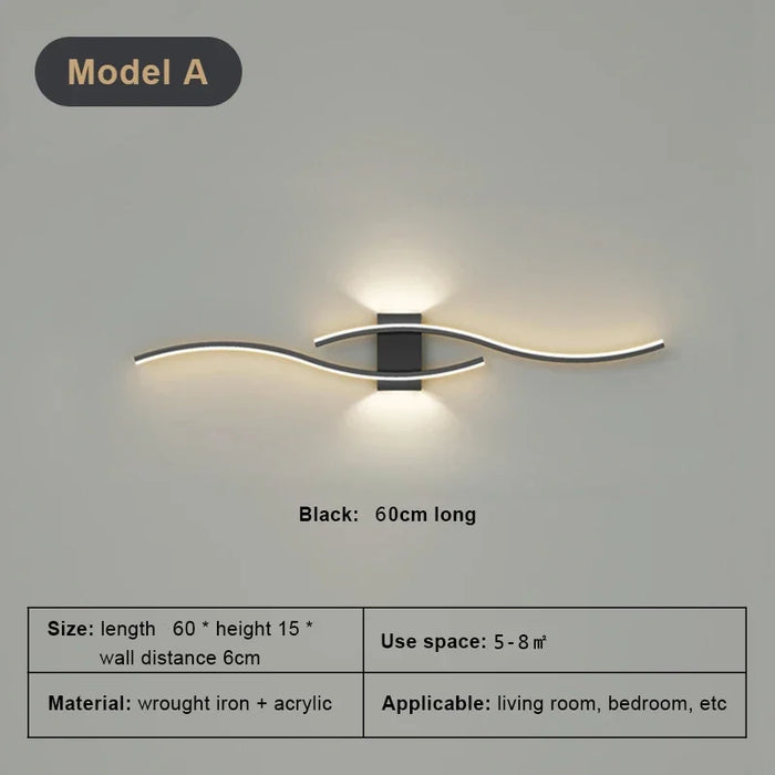 Modern LED Wall Lamp – Black, White, and Gold Wall Light Sconce for Living Room, Bedroom, Bedside, and Decorative Lighting