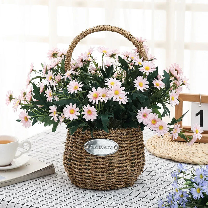 9-Head Korean Small Daisy Artificial Flower Bouquets – Silk Chrysanthemum Wedding Decoration Fake Flowers for Home and Event Decor