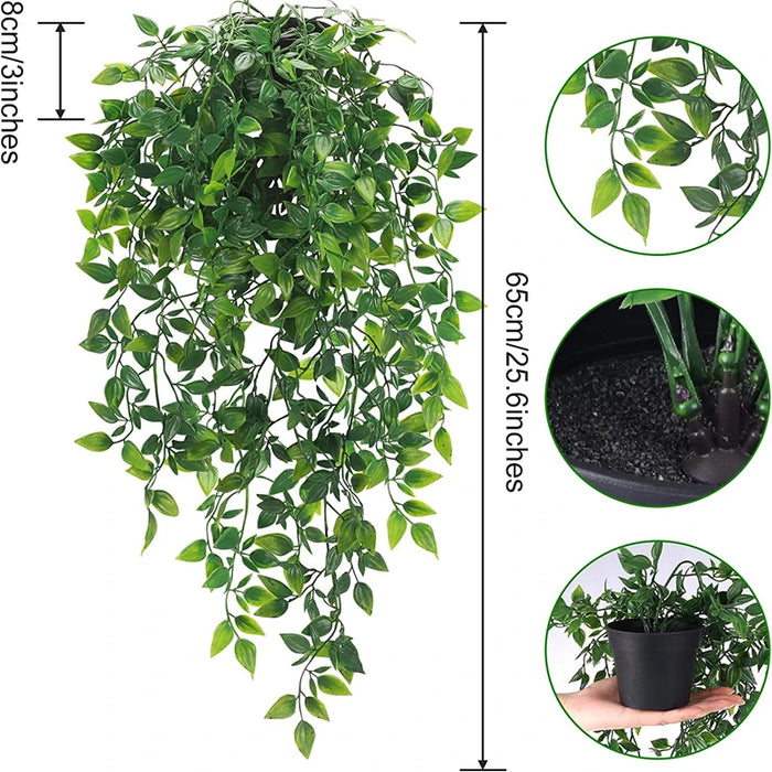 Artificial Ivy Plant with Plastic Leaves in Pot – 65CM Decorative Hanging Vine for Wedding, Christmas, Home, and Garden Décor