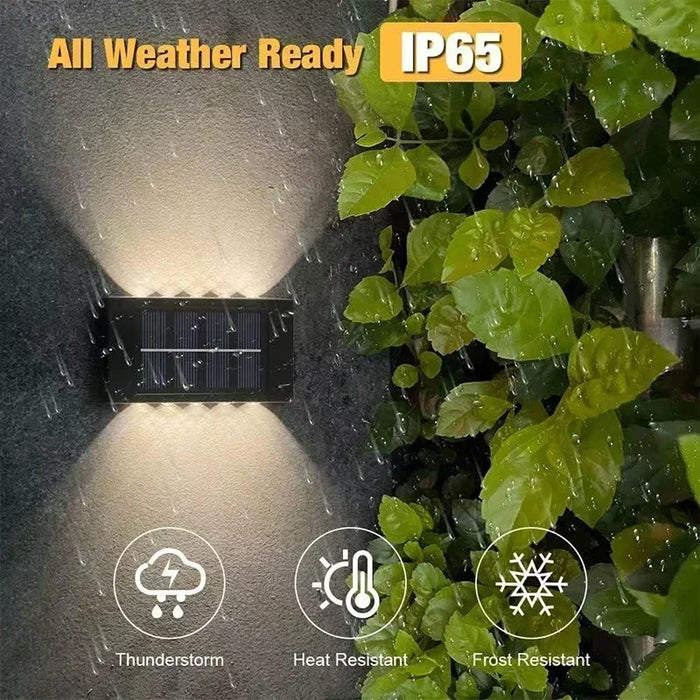 Solar Wall Lights Outdoor – Up and Down LED Light, Waterproof, Solar-Powered, Modern Porch Lamp for Garden, Balcony, Patio, and Landscape