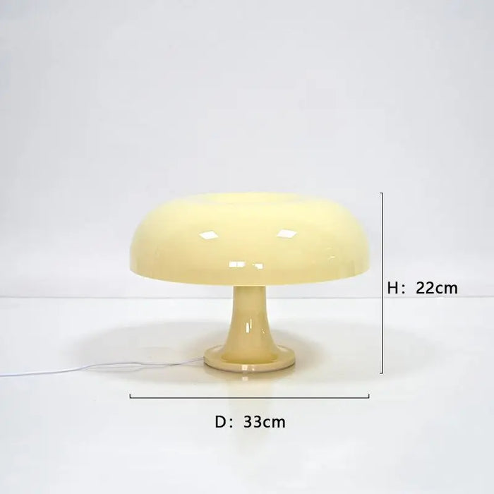 Modern LED Mushroom Table Lamp – Creative Minimalist Design for Hotel, Bedroom, Living Room, and Desk Lighting, Dimmable Touch Sensor, Ivory