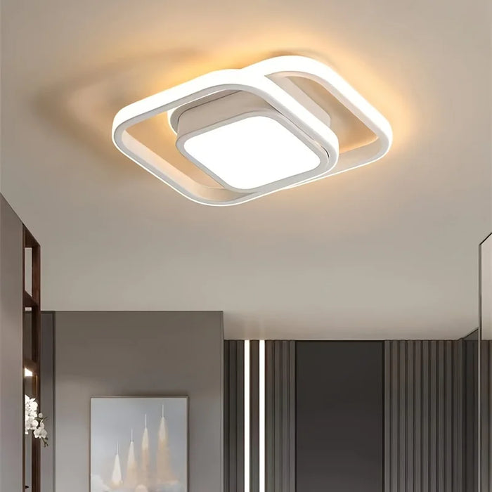 Modern LED Aisle Ceiling Light – 2-Ring Surface-Mounted Lighting Fixture for Hallway, Balcony, and Indoor Spaces