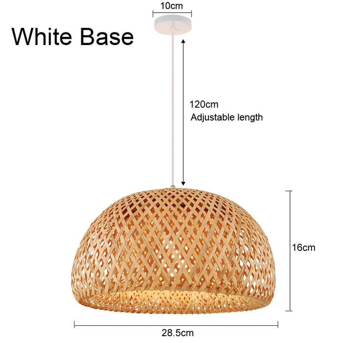 Bamboo Lantern Pendant Lamp – Natural Rattan Wicker Hand-Woven Bamboo Lampshade, E27 Hanging Light for Living Room, Bedroom, and Dining Room