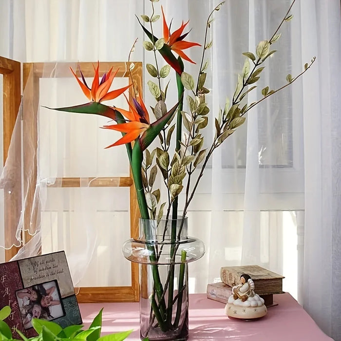 Artificial Bird of Paradise Flowers – 3pcs Rubber Strelitzia 24.5'' Long Stem for DIY Home & Party Decor